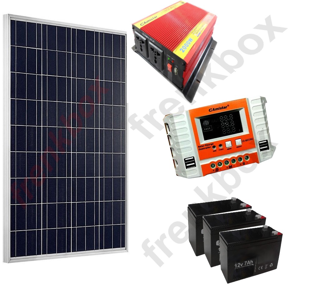 Kit energia solare 1kw pannello fotovoltaico 200W regolatore carica +  batterie