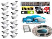 Kit videosorveglianza DVR Hdmi 16 telecamere AHD 3MPX + 400metri cavo + HDD 1tb
