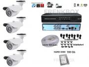 Kit videosorveglianza Telecamere HD 1200TVL DVR 4 canali + 160Gb + Cavo