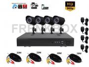 Kit sorveglianza DVR 4 canali Cloud Hdmi Telecamere HD 1000TVL 24Led, cavi