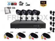 Kit videosorveglianza completo DVR P2P 4 canali 160Gb Telecamere HD 1000TVL