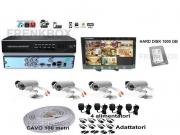 Kit videosorveglianza MONITOR 10" DVR P2P 1000Gb 4 Telecamere 1200TVL