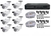 Kit videosorveglianza DVR P2P 8ch telecamere HD 1200TVL 200 metri cavo