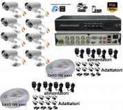 Kit videosorveglianza DVR 8canali Cloud P2P Hdmi telecamere 1200TVL 49Led + cavi