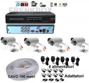Kit videosorveglianza DVR 4 canali IP Cloud Cellulare Hdmi telecamere 1200TVL