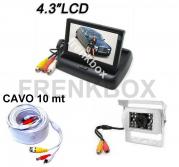 Kit retromarcia monitor 4,3" RICHIUDIBILE con telecamera CCD bianca, cavo 10m