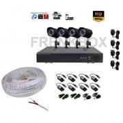 Kit sorveglianza DVR 4 canali Cloud Hdmi Telecamere HD 24Led, cavo 100 metri