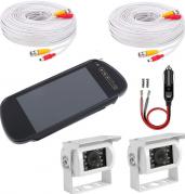Kit retromarcia CAMPER auto: 2 telecamere monitor Specchietto 7" con telecomando