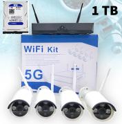 Kit videosorveglianza WIRELESS DVR NVR 4 canali HDD 1tb Telecamere IP HD 1080p