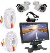Kit videosorveglianza monitor LCD 7  2 telecamere  cavi 20 metri