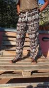 Pantalone etnico donna elefanti oriente hippie da mare largo cotone coulisse